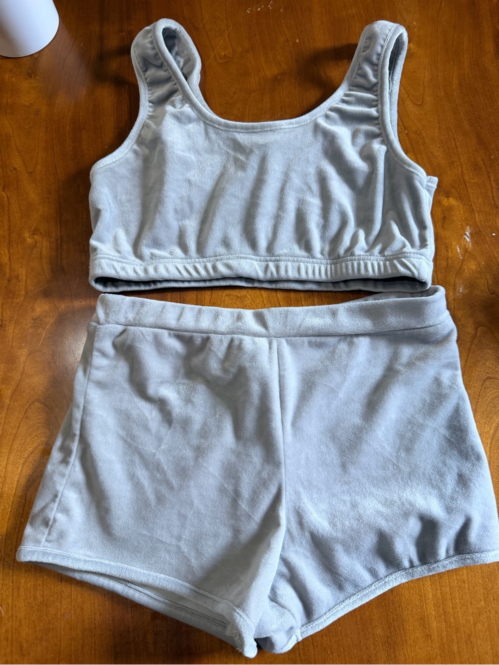 Women's Light Gray Cozy Crop Tank and Lounge Shorts Set